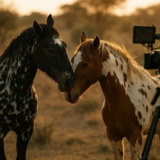 Two Celestial Horses in biosecurity protected pasture restricted public access ensures health and safety conservation