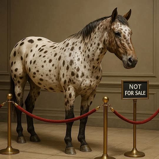 Critically endangered Celestial Horse protected behind museum rope not for sale conservation priority